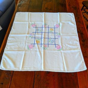 Vintage Cross-stitched Embroidered Tablecloth